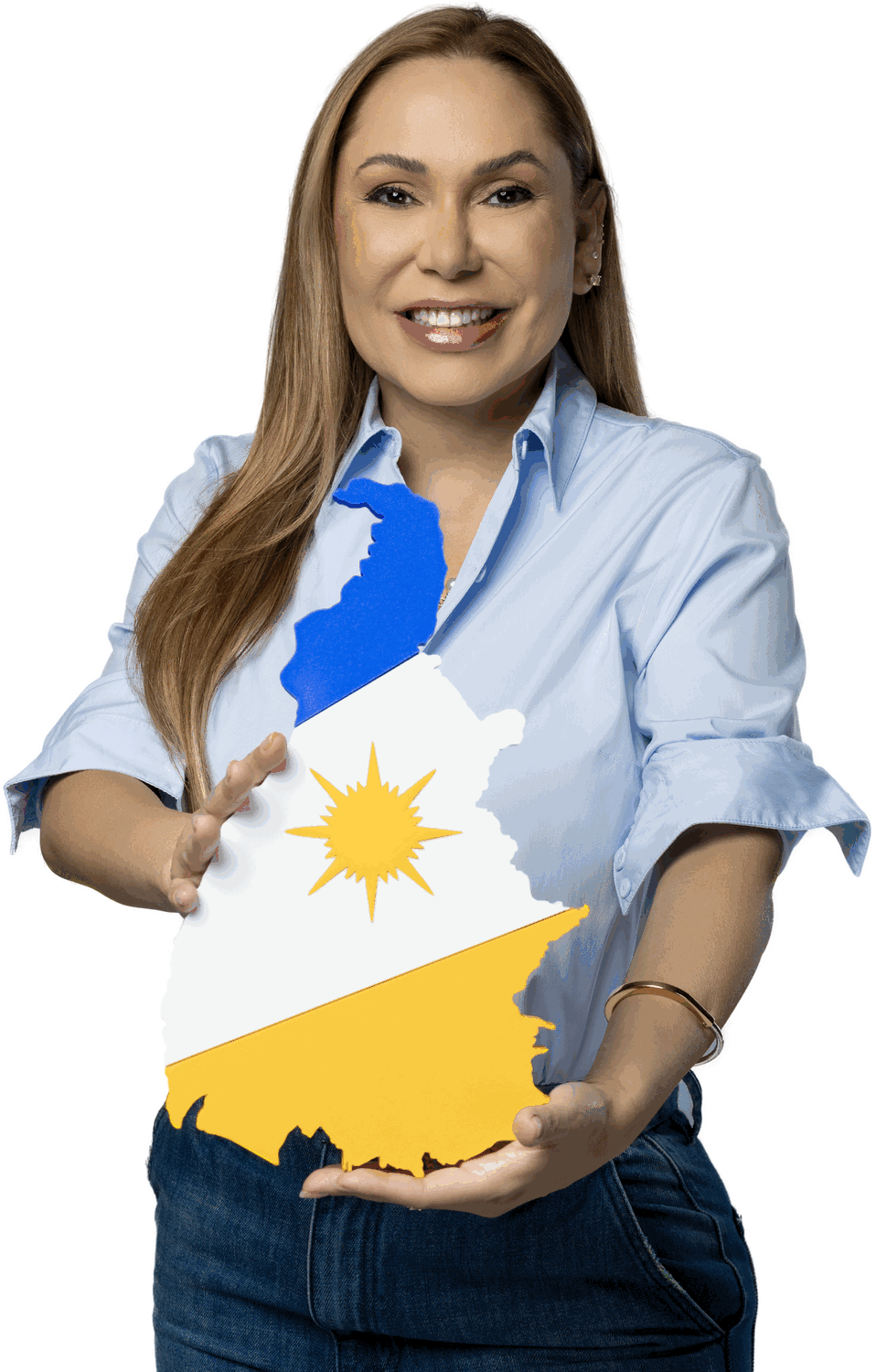 Luana Ribeiro segurando o mapa do Tocantins